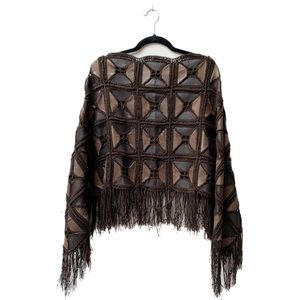 (SOLD) Brown Leather Patch Shawl